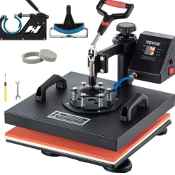 VEVOR Heat Press, 5 in 1 15 x 15 Inch Heat Press Machine, Dual LED Display Heat Press Machine, Multifunctional Sublimation, for T-Shirts, Swing Away Design