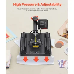 VEVOR Heat Press Machine 8 in 1 Combo, Heat Press 15x15 in, Swing Away T Shirt Printing Machine Digital Control, Multifunction Transfer Machine Sublimation, for T-Shirt Hat Cap Mug Plate, Black