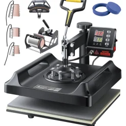 VEVOR Heat Press Machine 8 in 1 Combo, Heat Press 15x15 in, Swing Away T Shirt Printing Machine Digital Control, Multifunction Transfer Machine Sublimation, for T-Shirt Hat Cap Mug Plate, Black