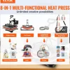 VEVOR Heat Press Machine, 8 in 1 Combo Digital Multifunctional Sublimation Heat Transfer Machine 12x15 inch,  360 Degree Rotation Swing Away for Printing T Shirts Mug Cap Hat Plate