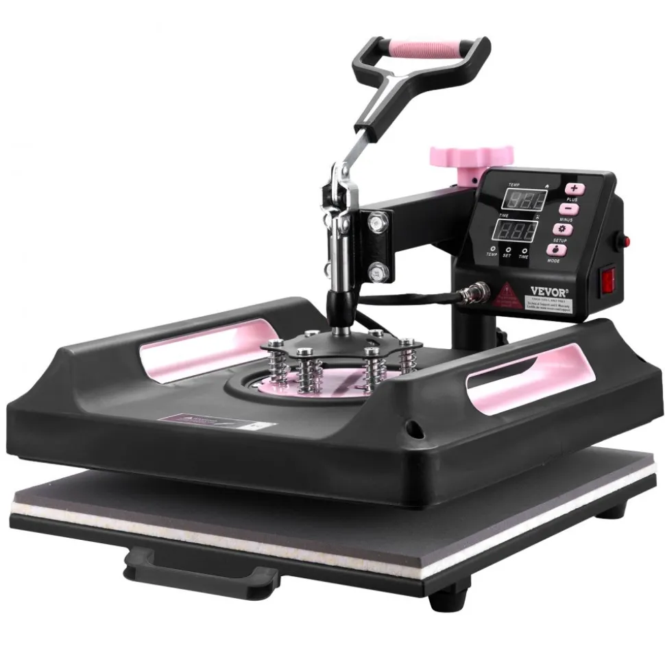 VEVOR Heat Press Machine, 15 x 15 inch, 8 in 1 Heat Transfer Machine with 30 oz Tumbler Press, 360° Swing Away Digital T-Shirt Pressing Machine, Teflon Coating, for T-Shirts/Mugs/Hats/Plates, Black