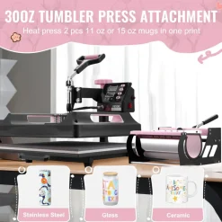 VEVOR Heat Press Machine, 15 x 15 inch, 8 in 1 Heat Transfer Machine with 30 oz Tumbler Press, 360° Swing Away Digital T-Shirt Pressing Machine, Teflon Coating, for T-Shirts/Mugs/Hats/Plates, Black