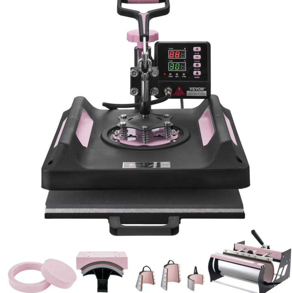 VEVOR Heat Press Machine, 15 x 15 inch, 8 in 1 Heat Transfer Machine with 30 oz Tumbler Press, 360° Swing Away Digital T-Shirt Pressing Machine, Teflon Coating, for T-Shirts/Mugs/Hats/Plates, Black