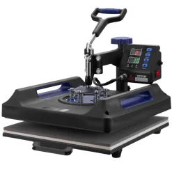 VEVOR Heat Press Machine, 15 x 15 inch, 8 in 1 Heat Transfer Machine with 30 oz Tumbler Press, 360° Swing Away Digital T-Shirt Pressing, Teflon Coating, for T-Shirts/Mugs/Hats/Plates, Black+Blue