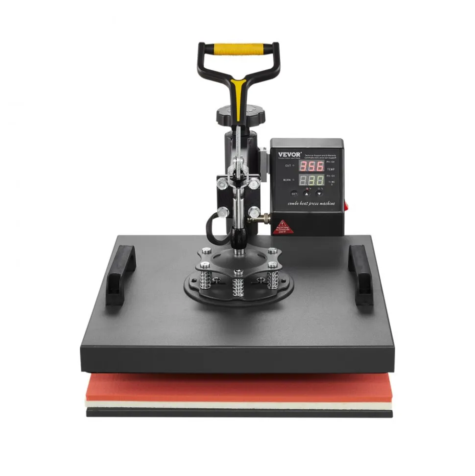 VEVOR Heat Press Machine, 15 x 15 inch, 2 in 1 Heat Transfer Machine with Hat Press, 360° Swing Away T-Shirt Pressing, Digital Precise Control, Fast Even Heating for T-Shirts/Hats/Caps, Black