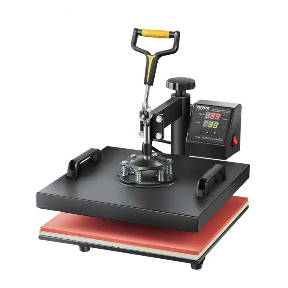 VEVOR Heat Press Machine, 15 x 15 inch, 2 in 1 Heat Transfer Machine with Hat Press, 360° Swing Away T-Shirt Pressing, Digital Precise Control, Fast Even Heating for T-Shirts/Hats/Caps, Black