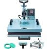 VEVOR Heat Press Machine, 15 x 15 inch, 5 in 1 Heat Transfer Machine with 30 oz Tumbler Press, 360° Swing Away T-Shirt Pressing, Digital Precise Control, for T-Shirts/Mugs/Hats/Plates, Green