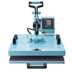 VEVOR Heat Press Machine, 15 x 15 inch, 5 in 1 Heat Transfer Machine with 30 oz Tumbler Press, 360° Swing Away T-Shirt Pressing, Digital Precise Control, for T-Shirts/Mugs/Hats/Plates, Green