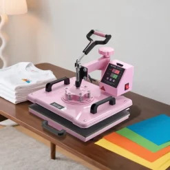 VEVOR Heat Press Machine, 12 x 15 inch, 5 in 1 Heat Transfer Machine with 30 oz Tumbler Press, 360° Swing Away T-Shirt Pressing, Digital Precise Control, for T-Shirts/Mugs/Hats/Plates, Pink