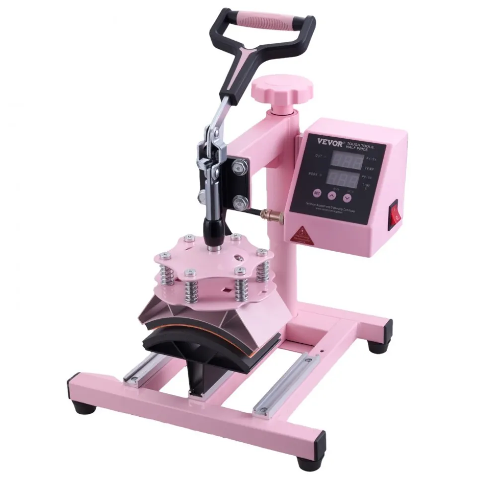 VEVOR Heat Press Machine, 12 x 15 inch, 5 in 1 Heat Transfer Machine with 30 oz Tumbler Press, 360° Swing Away T-Shirt Pressing, Digital Precise Control, for T-Shirts/Mugs/Hats/Plates, Pink