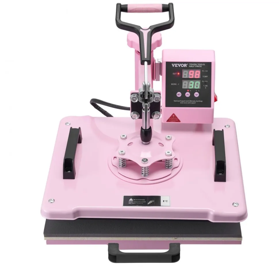 VEVOR Heat Press Machine, 12 x 15 inch, 5 in 1 Heat Transfer Machine with 30 oz Tumbler Press, 360° Swing Away T-Shirt Pressing, Digital Precise Control, for T-Shirts/Mugs/Hats/Plates, Pink