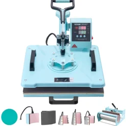 VEVOR Heat Press Machine, 12 x 15 inch, 8 in 1 Heat Transfer Machine with 6-30 oz Tumbler Press, 360° Swing Away T-Shirt Pressing, Digital Precise Control, for T-Shirts/Mugs/Hats/Plates, Green