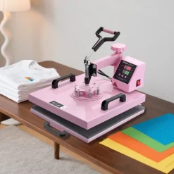 VEVOR Heat Press Machine, 15 x 15 inch, 5 in 1 Heat Transfer Machine with 30 oz Tumbler Press, 360° Swing Away T-Shirt Pressing, Digital Precise Control, for T-Shirts/Mugs/Hats/Plates, Pink