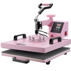 VEVOR Heat Press Machine, 15 x 15 inch, 5 in 1 Heat Transfer Machine with 30 oz Tumbler Press, 360° Swing Away T-Shirt Pressing, Digital Precise Control, for T-Shirts/Mugs/Hats/Plates, Pink