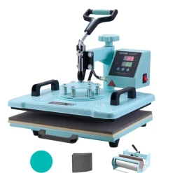 VEVOR Heat Press Machine, 12 x 15 inch, 5 in 1 Heat Transfer Machine with 30 oz Tumbler Press, 360° Swing Away T-Shirt Pressing, Digital Precise Control, for T-Shirts/Mugs/Hats/Plates, Green