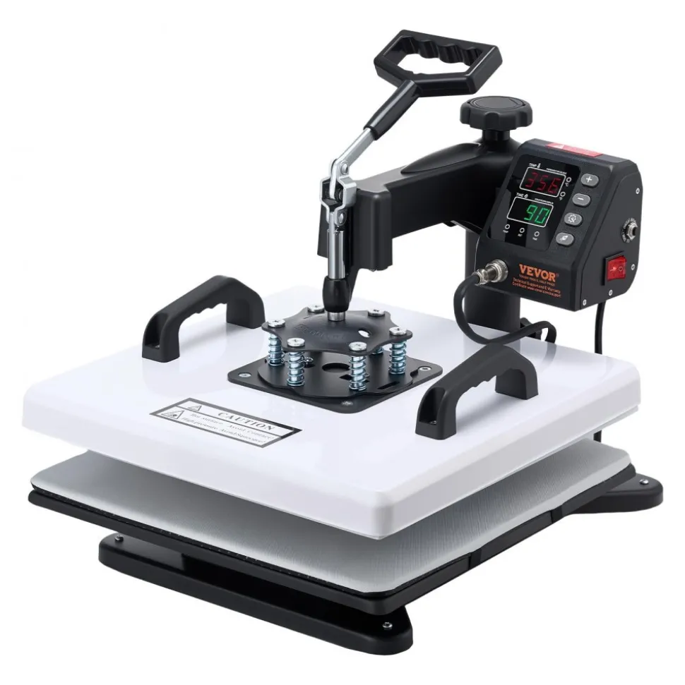 VEVOR Heat Press Machine, 15 x 15 in, 2-in-1 Multifunction, 360° Swing Away, 1200W Double Tube Fast and Even Heating, Digital Precise Control, Sublimation Press Machine for T-Shirts, Hats, Caps