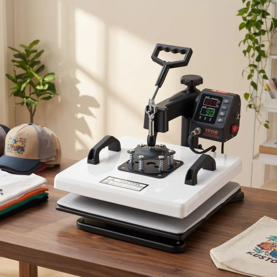 VEVOR Heat Press Machine, 15 x 15 in, 8-in-1 Multifunction, 360° Swing Away, Heat Up Fast and Even, Digital Precise Control, Sublimation Press Machine for T-Shirts, Mugs, Tumblers, Caps, Plates