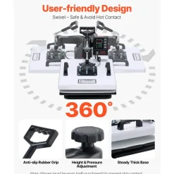 VEVOR Heat Press Machine, 15 x 15 in, 8-in-1 Multifunction, 360° Swing Away, Heat Up Fast and Even, Digital Precise Control, Sublimation Press Machine for T-Shirts, Mugs, Tumblers, Caps, Plates