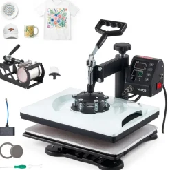 VEVOR Heat Press Machine 12 x 15 in 5-in-1 Combo Sublimation Press Machine, Heat Up Fast and Even, Digital Precise Time and Temp Control, Multi-Function, for T-Shirts, Mugs, Tumblers, Caps, Plates