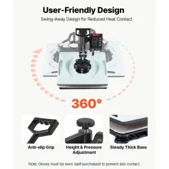 VEVOR Heat Press Machine 12 x 15 in 5-in-1 Combo Sublimation Press Machine, Heat Up Fast and Even, Digital Precise Time and Temp Control, Multi-Function, for T-Shirts, Mugs, Tumblers, Caps, Plates