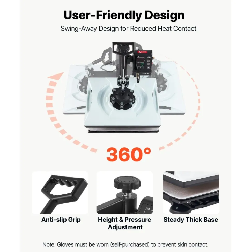 VEVOR Heat Press Machine 12 x 15 in 5-in-1 Combo Sublimation Press Machine, Heat Up Fast and Even, Digital Precise Time and Temp Control, Multi-Function, for T-Shirts, Mugs, Tumblers, Caps, Plates
