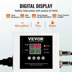 VEVOR Heat Press, 15 x 15 inch Digital Heat Press Machine, Slide Out Heat Transfer Machine, Fast and Even Heating, 2-Layer Insulation Cotton, Heat Transfer Machine for T-Shirts/Pillows/Bags, Green