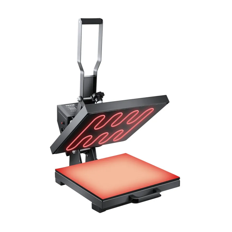 VEVOR Heat Press, 15 x 15 inch Heat Press Machine for T-shirts, Fast and Even Heating, Easy to Use, High Pressure for Digital Industrial-Quality Sublimation Printer for Transfer Vinyl, T-shirt, Black