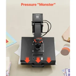 VEVOR Heat Press, 15 x 15 inch Heat Press Machine for T-shirts, Fast and Even Heating, Easy to Use, High Pressure for Digital Industrial-Quality Sublimation Printer for Transfer Vinyl, T-shirt, Black