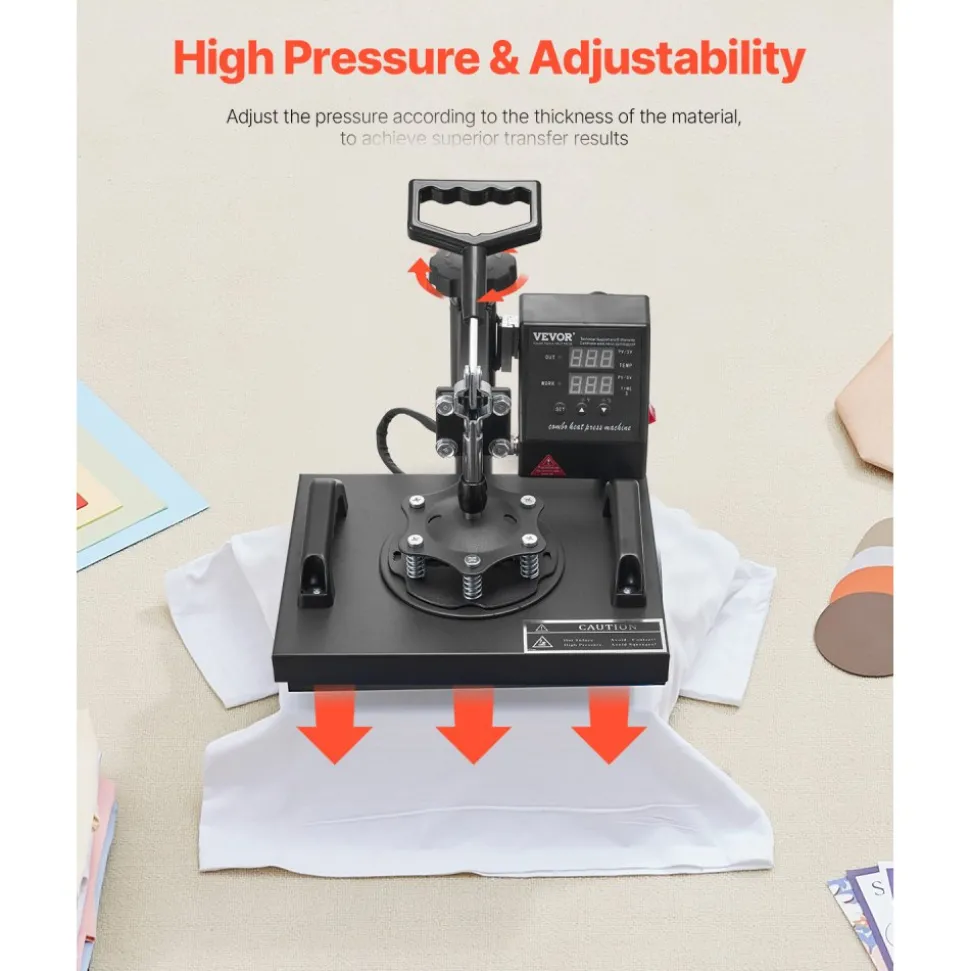 VEVOR Heat Press, 12x10Inch T-Shirt Press Machine, T-shirt Press Heat Press 30x23cm Printing Machine Heat Transfer Sublimation Machine for T-shirts