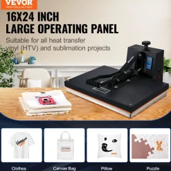 VEVOR Heat Press 16x24, 1700W Power Heat Press Machine, Fast Heating, High Pressure Heat Press Machine for T-Shirt, Digital Industrial Sublimation Printer for Heat Transfer Vinyl, Easy to Use, Black