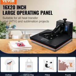 VEVOR Heat Press 16x20, 1700W Power Heat Press Machine, Fast Heating, High Pressure Heat Press Machine for T-Shirt, Digital Industrial Sublimation Printer for Heat Transfer Vinyl, Easy to Use, Black