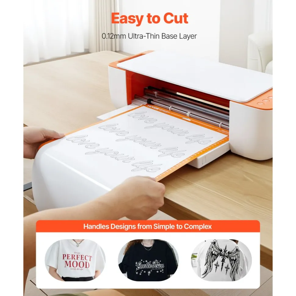 VEVOR Heat Transfer Vinyl, 12 in x 25 ft, Glossy White HTV Iron on Vinyl Roll, Easy to Cut and Weed, Strong Adhesion, Compatible with Cutting Machines, for Various Materials, T-shirts, Pillows, Hats