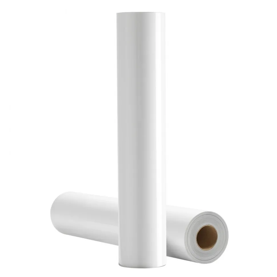 VEVOR Heat Transfer Vinyl, 12 in x 25 ft, Glossy White HTV Iron on Vinyl Roll, Easy to Cut and Weed, Strong Adhesion, Compatible with Cutting Machines, for Various Materials, T-shirts, Pillows, Hats