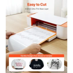 VEVOR Heat Transfer Vinyl, 12 in x 50 ft, Glossy White HTV Iron on Vinyl Roll, Easy to Cut and Weed, Strong Adhesion, Compatible with Cutting Machines, for Various Materials, T-shirts, Pillows, Hats