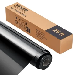 VEVOR Heat Transfer Vinyl, 12 in x 25 ft, Glossy Black HTV Iron on Vinyl Roll, Easy to Cut and Weed, Strong Adhesion, Compatible with Cutting Machines, for Various Materials, T-shirts, Pillows, Hats