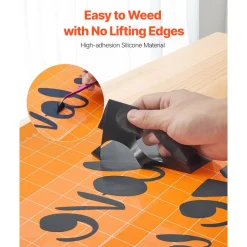 VEVOR Heat Transfer Vinyl, 12 in x 25 ft, Glossy Black HTV Iron on Vinyl Roll, Easy to Cut and Weed, Strong Adhesion, Compatible with Cutting Machines, for Various Materials, T-shirts, Pillows, Hats