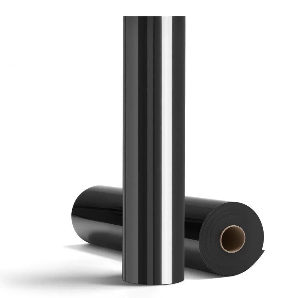 VEVOR Heat Transfer Vinyl, 12 in x 50 ft, Glossy Black HTV Iron on Vinyl Roll, Easy to Cut and Weed, Strong Adhesion, Compatible with Cutting Machines, for Various Materials, T-shirts, Pillows, Hats