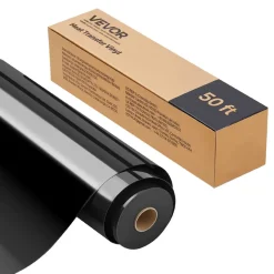 VEVOR Heat Transfer Vinyl, 12 in x 50 ft, Glossy Black HTV Iron on Vinyl Roll, Easy to Cut and Weed, Strong Adhesion, Compatible with Cutting Machines, for Various Materials, T-shirts, Pillows, Hats