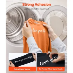 VEVOR Heat Transfer Vinyl, 12 in x 70 ft, Glossy White HTV Iron on Vinyl Roll, Easy to Cut and Weed, Strong Adhesion, Compatible with Cutting Machines, for Various Materials, T-shirts, Pillows, Hats