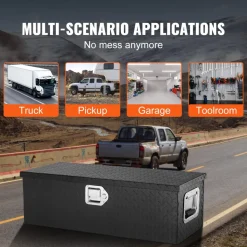 VEVOR Heavy Duty Aluminum Truck Bed Tool Box, Diamond Plate Tool Box with Side Handle and Lock Keys, Storage Tool Box Chest Box Organizer for Pickup, RV, Trailer, Truck Bed, 30