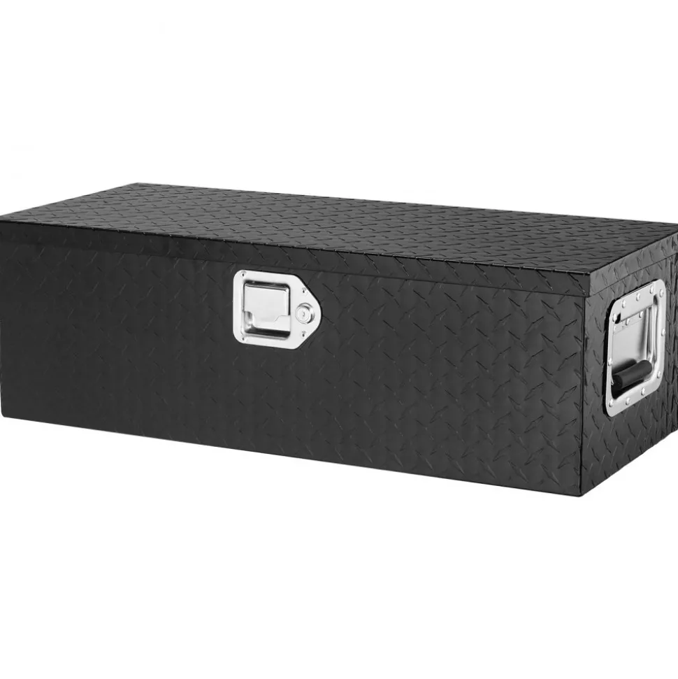VEVOR Heavy Duty Aluminum Truck Bed Tool Box, Diamond Plate Tool Box with Side Handle and Lock Keys, Storage Tool Box Chest Box Organizer for Pickup, RV, Trailer, Truck Bed, 30"x13"x9.6", Black