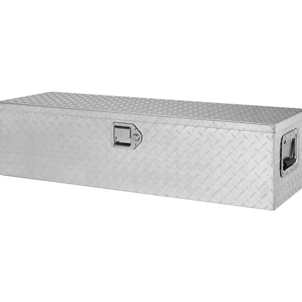 VEVOR Heavy Duty Aluminum Truck Bed Tool Box, Diamond Plate Tool Box with Side Handle and Lock Keys, Storage Tool Box Chest Box Organizer for Pickup, Truck Bed, RV, Trailer, 39"x13"x10", Silver