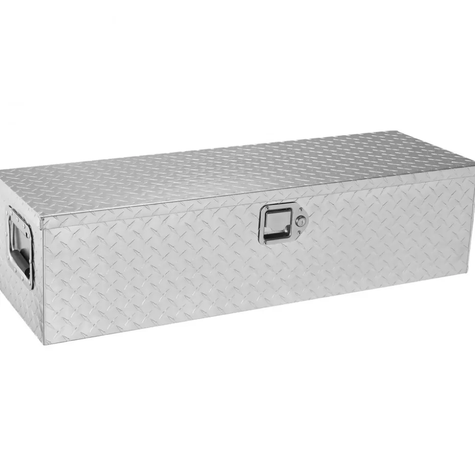 VEVOR Heavy Duty Aluminum Truck Bed Tool Box, Diamond Plate Tool Box with Side Handle and Lock Keys, Storage Tool Box Chest Box Organizer for Pickup, Truck Bed, RV, Trailer, 39"x13"x10", Silver