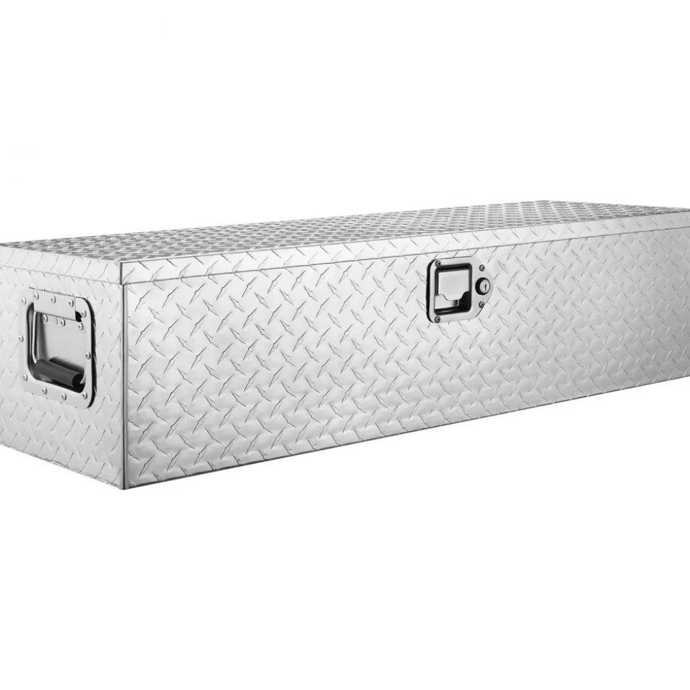 VEVOR Heavy Duty Aluminum Truck Bed Tool Box, Diamond Plate Tool Box with Side Handle and Lock Keys, Storage Tool Box Chest Box Organizer for Pickup, Truck Bed, RV, Trailer, 39"x13"x10", Silver