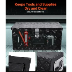 VEVOR Heavy Duty Aluminum Truck Bed Tool Box, Stripes Plated Tool Box with Side Handle and Lock Keys, Storage Toolbox Chest Organizer for Trailer, Pickup, Truck Bed, RV, 20