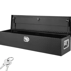 VEVOR Heavy Duty Aluminum Truck Bed Tool Box, Diamond Plate Tool Box with Side Handle and Lock Keys, Storage Tool Box Chest Box Organizer for Pickup, Truck Bed, RV, Trailer, 48