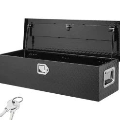 VEVOR Heavy Duty Aluminum Truck Bed Tool Box, Diamond Plate Tool Box with Side Handle and Lock Keys, Storage Tool Box Chest Box Organizer for Pickup, Truck Bed, RV, Trailer, 39