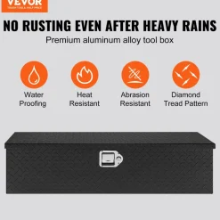 VEVOR Heavy Duty Aluminum Truck Bed Tool Box, Diamond Plate Tool Box with Side Handle and Lock Keys, Storage Tool Box Chest Box Organizer for Pickup, Truck Bed, RV, Trailer, 39