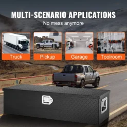 VEVOR Heavy Duty Aluminum Truck Bed Tool Box, Diamond Plate Tool Box with Side Handle and Lock Keys, Storage Tool Box Chest Box Organizer for Pickup, Truck Bed, RV, Trailer, 39