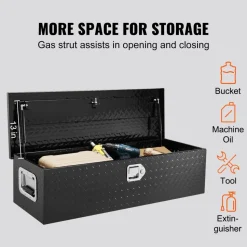VEVOR Heavy Duty Aluminum Truck Bed Tool Box, Diamond Plate Tool Box with Side Handle and Lock Keys, Storage Tool Box Chest Box Organizer for Pickup, Truck Bed, RV, Trailer, 39